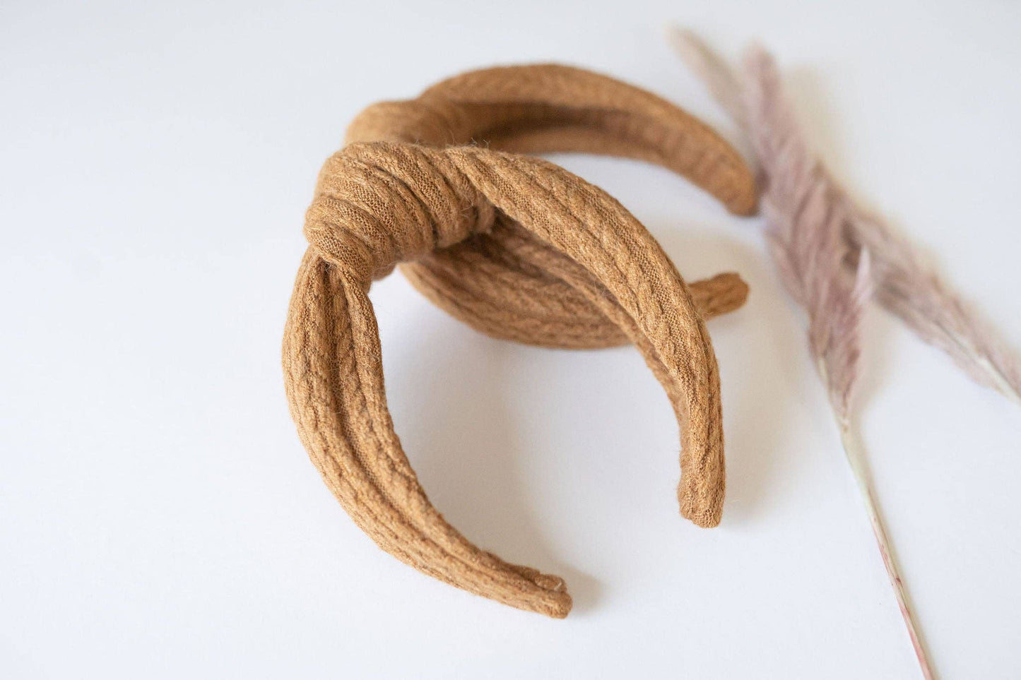 Neutral Knotted Headband: Latte Ribbed