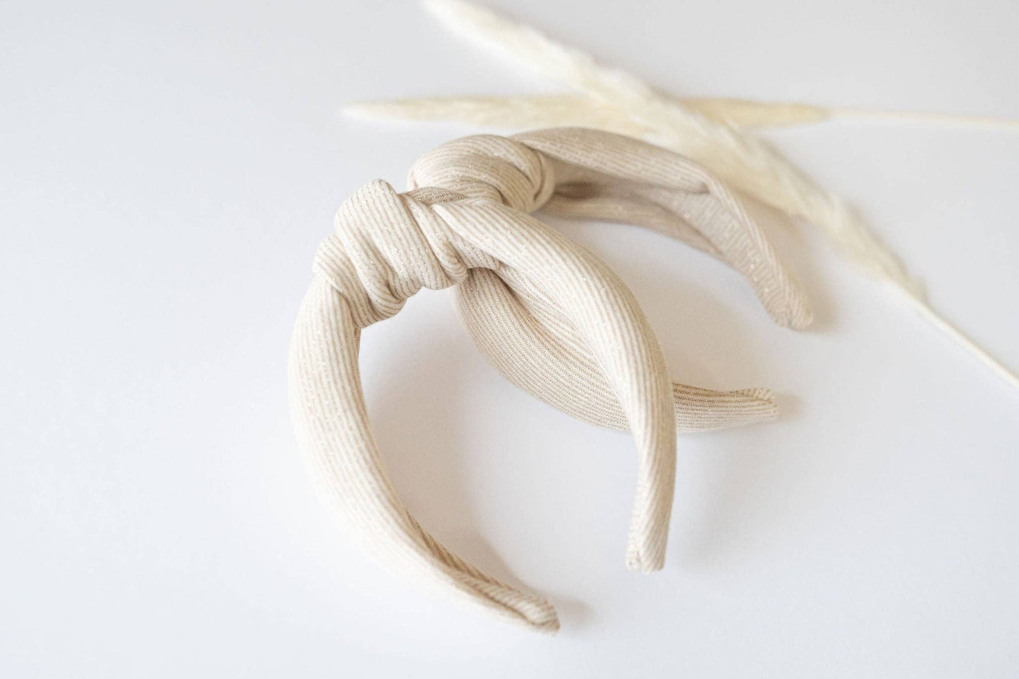 Neutral Knotted Headband: Latte Ribbed