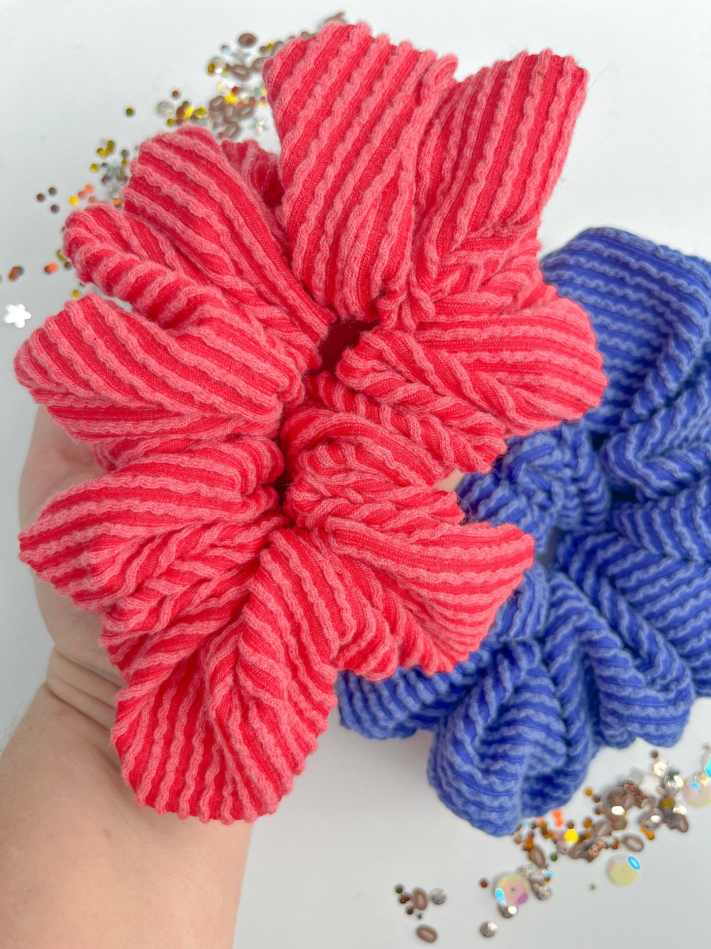 KU Ribbed Oversized Scrunchy: Red