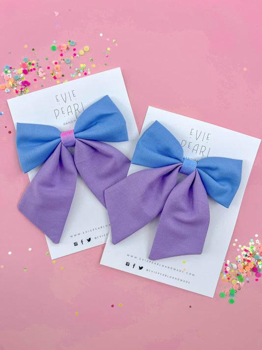 Blue & Purple Colorblock Medium Sailor Bow