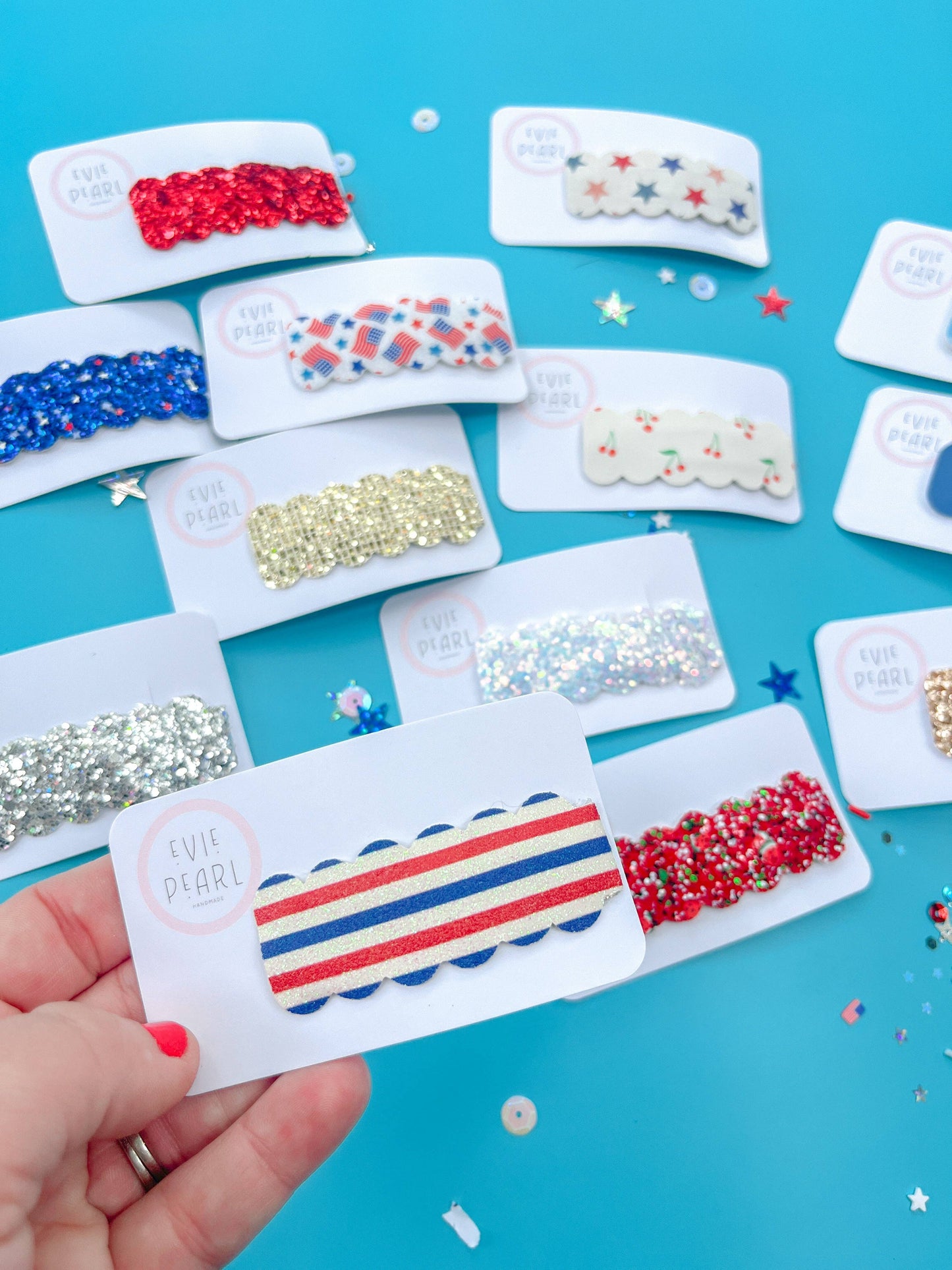 4th of July Snap Clip: Red White Blue Stripes