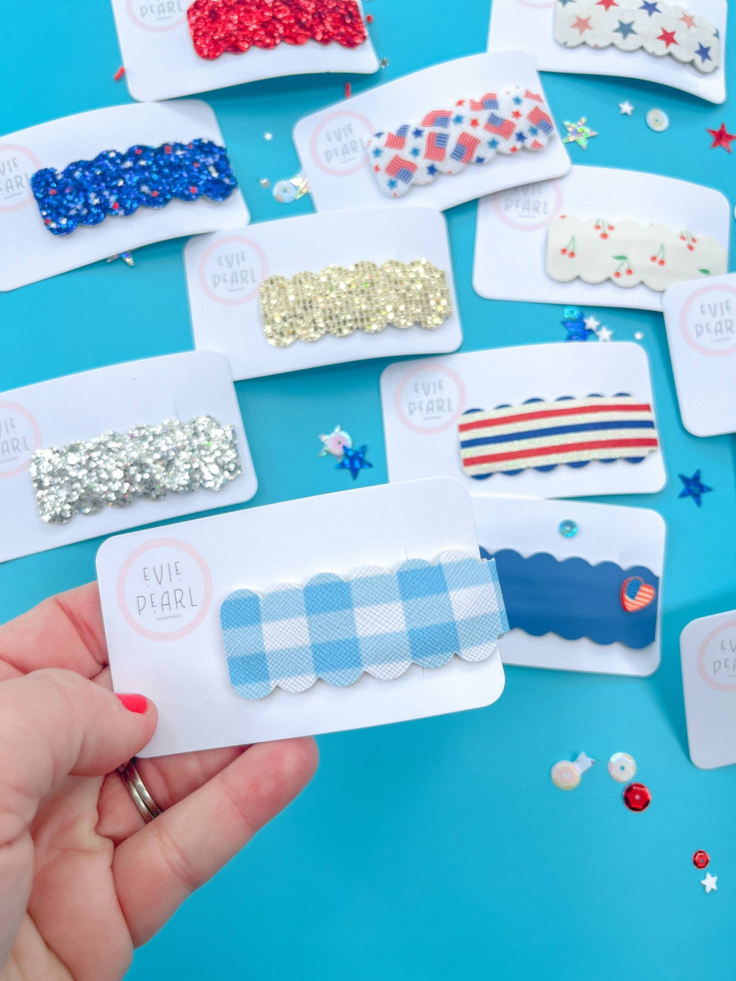 4th of July Snap Clip: Red White Blue Stripes