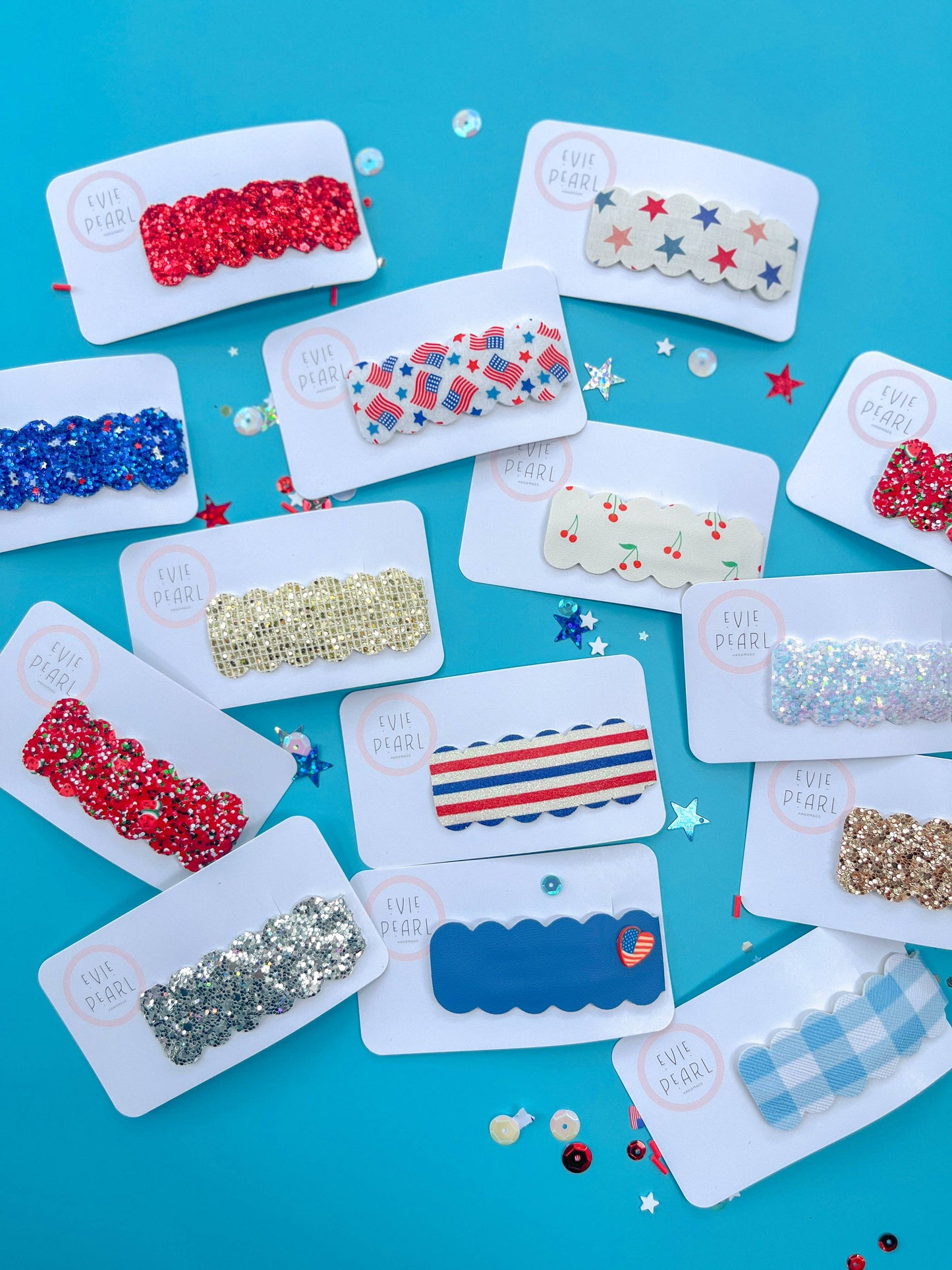 4th of July Snap Clip: Red White Blue Stripes