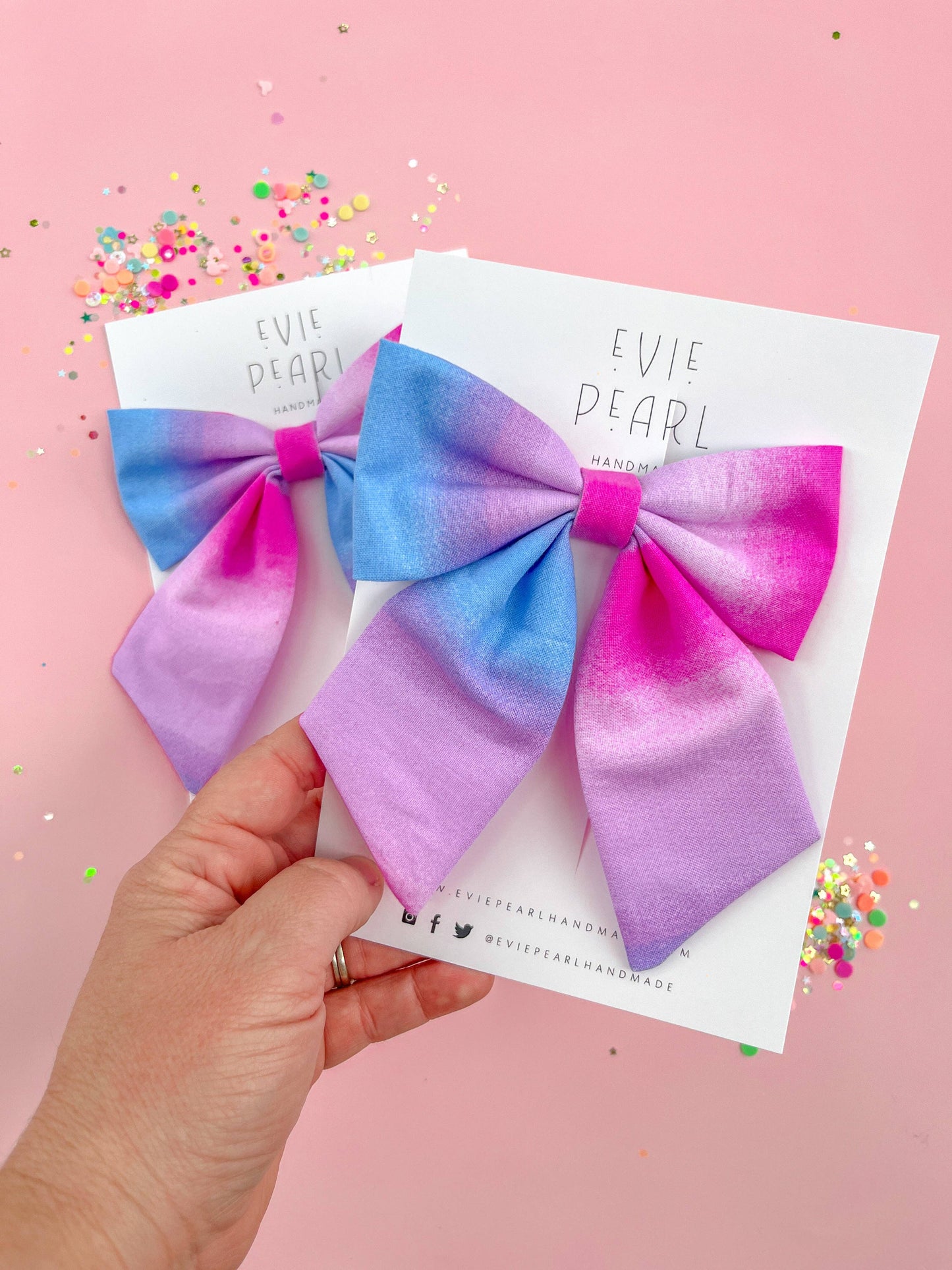 Ombre Pink Purple Blue Medium Sailor Bow