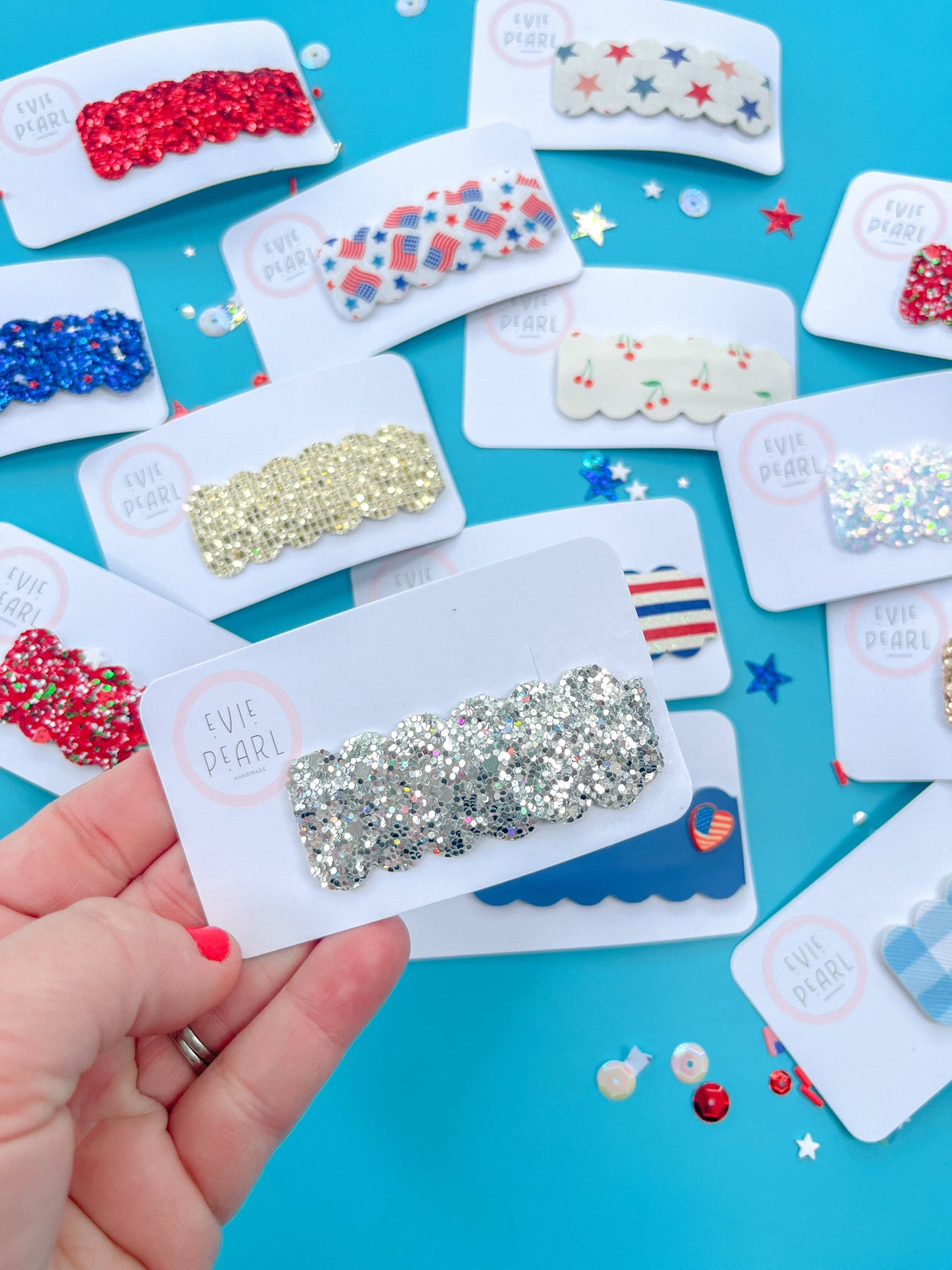 4th of July Snap Clip: Red White Blue Stripes