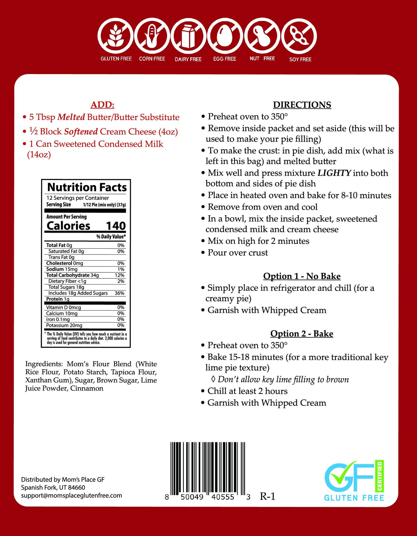Gluten-Free Key Lime Pie Mix