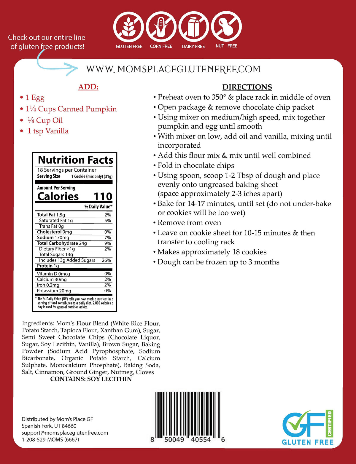 Gluten-Free Pumpkin Chocolate Chip Cookie Mix