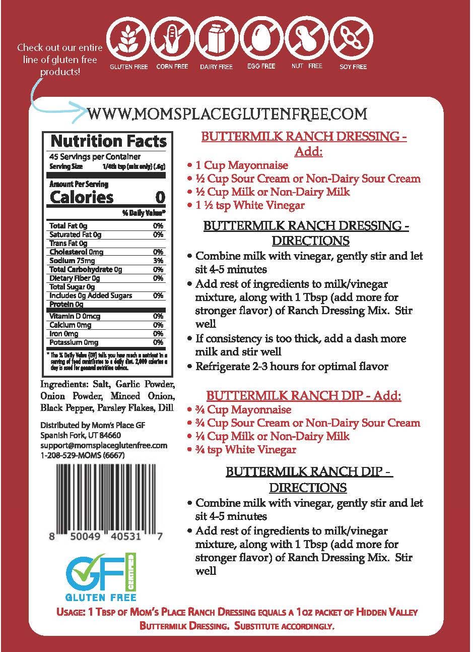 Mom's Gluten-Free & Dairy Free Ranch Dressing Mix