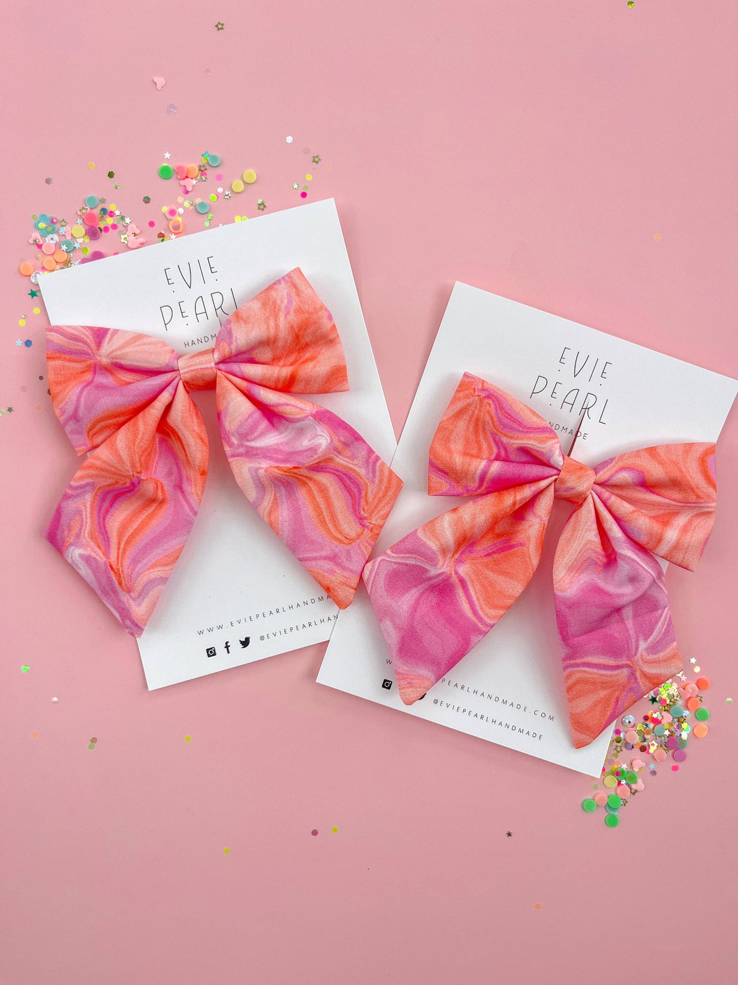 Tiedye Orange & Pink Medium Sailor Bow