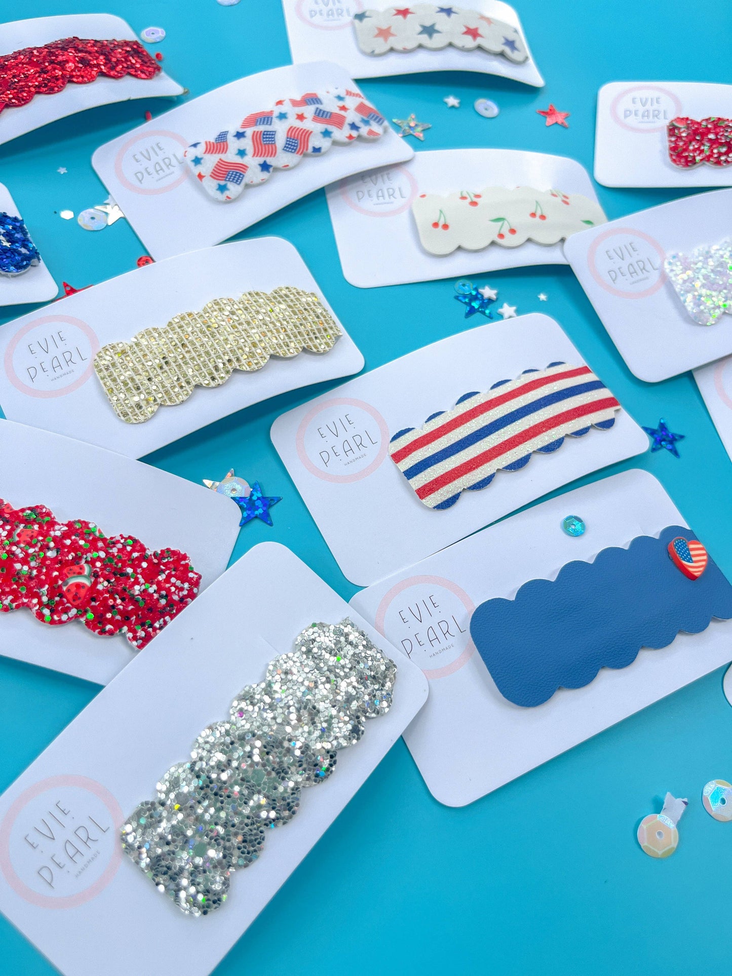 4th of July Snap Clip: Red White Blue Stripes
