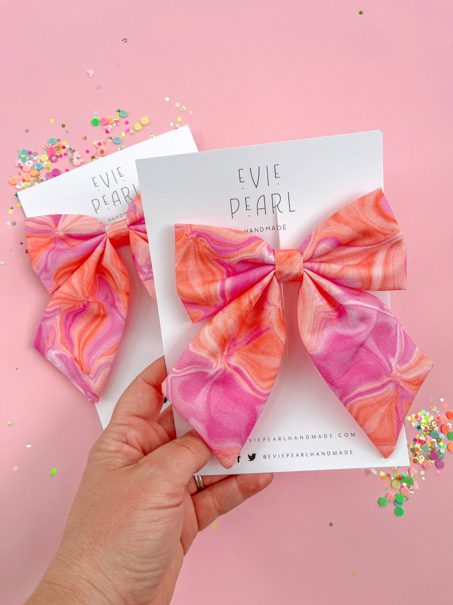 Tiedye Orange & Pink Medium Sailor Bow
