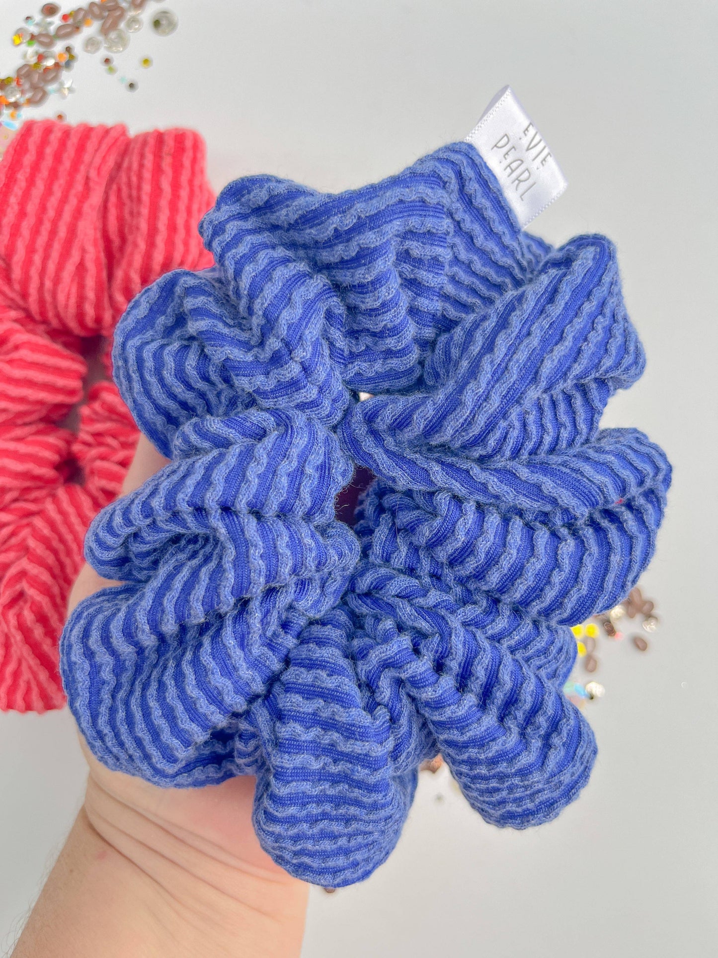 KU Ribbed Oversized Scrunchy: Royal Blue
