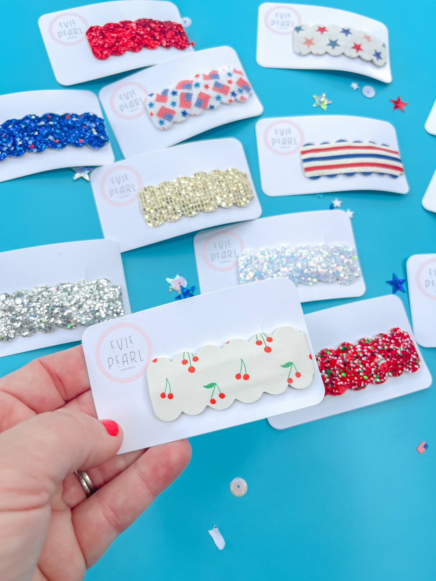 4th of July Snap Clip: Red White Blue Stripes